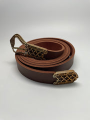 Belt - Leather with brass buckles and tips