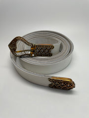 Belt - Leather with brass buckles and tips