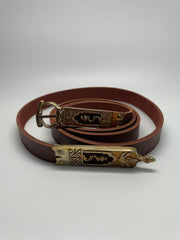 Belt - Leather with brass buckles and tips
