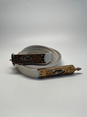 Belt - Leather with brass buckles and tips