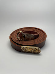 Belt - Leather with brass buckles and tips
