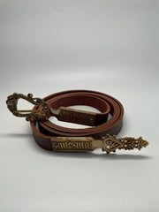 Belt - Leather with brass buckles and tips