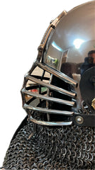 Helmet - Classic Bascinet / Stainless / Aventail / Three Period Face Plates