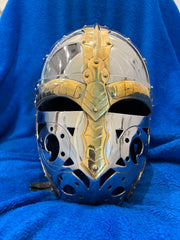 Helmet - Celtic Warrior Stainless Steel & Brass Helmet
