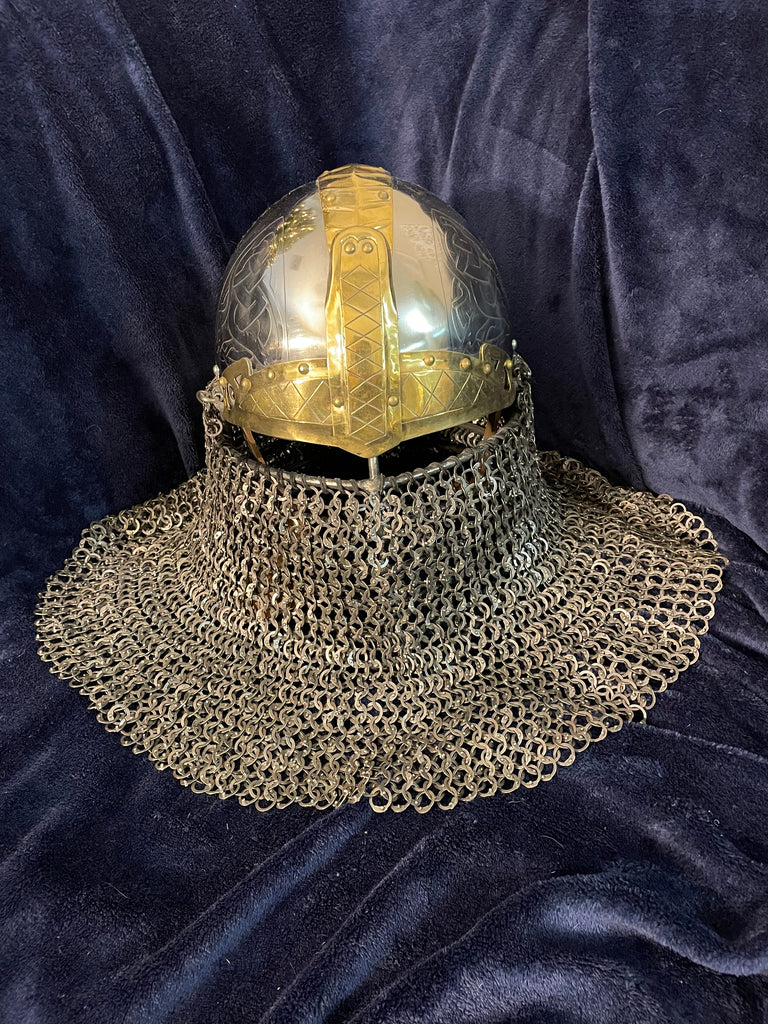 Helmet - Dark Age / Stainless 14ga / with Etching and Aventail